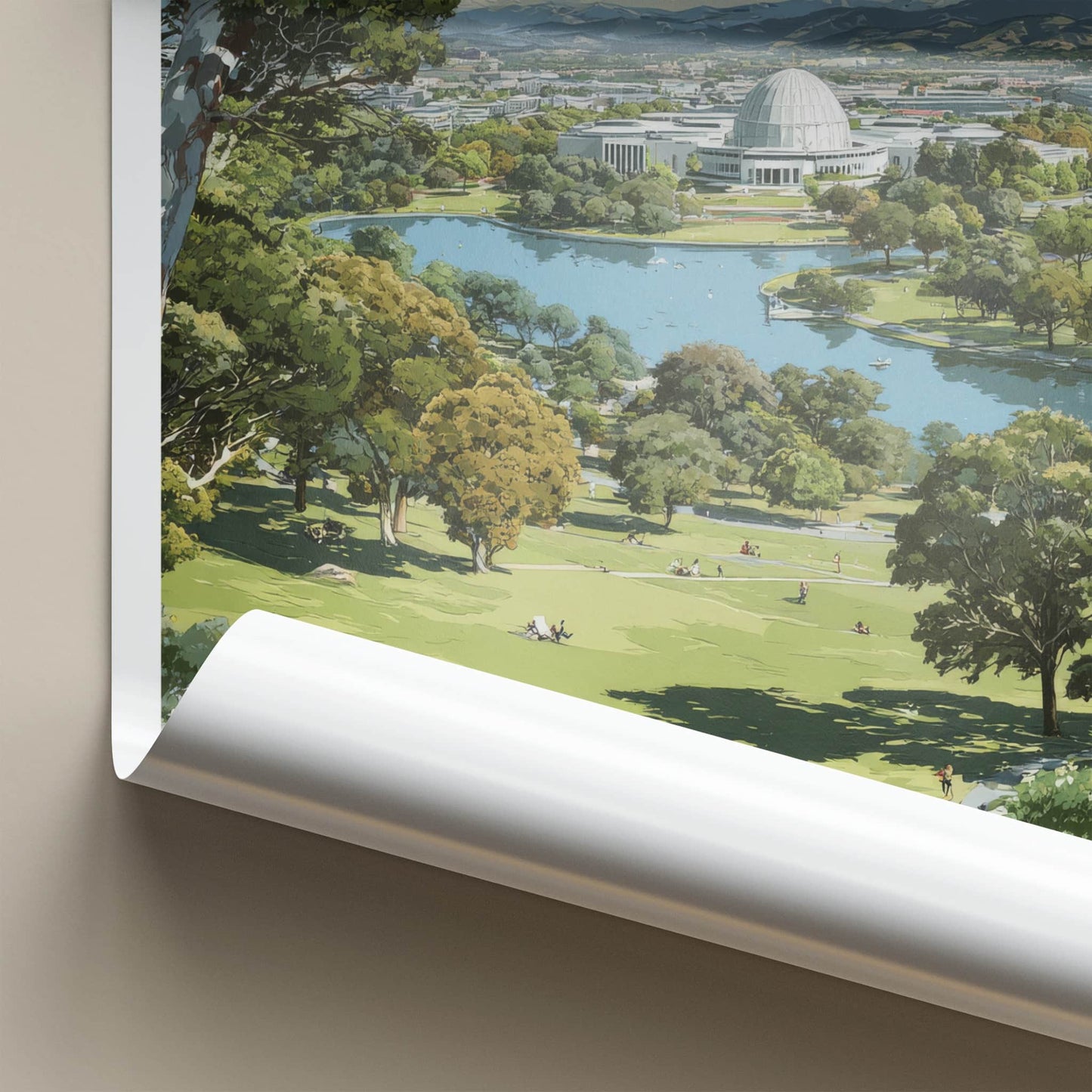 Canberra Poster - Australia Travel Art - Parliament Lake Building Home Decor