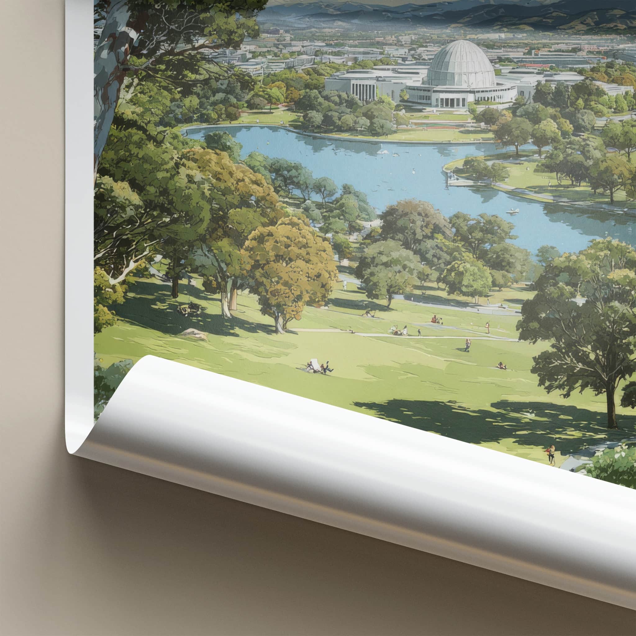 Canberra Poster - Australia Travel Art - Parliament Lake Building Home Decor