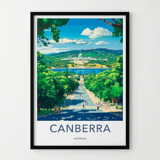 Canberra Poster - Australia Travel Art - Sunny Urban Vista Home Decor