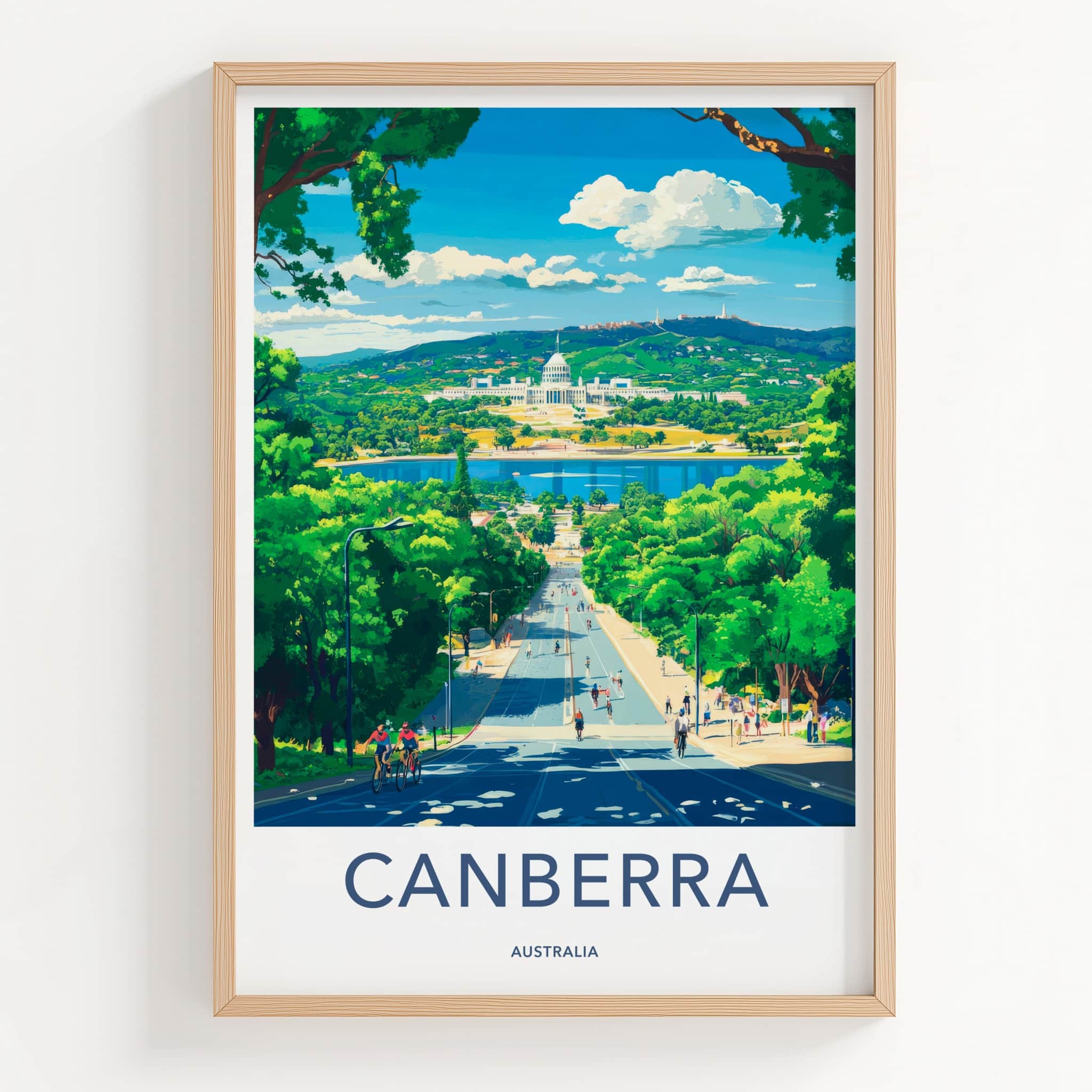 Canberra Poster - Australia Travel Art - Sunny Urban Vista Home Decor