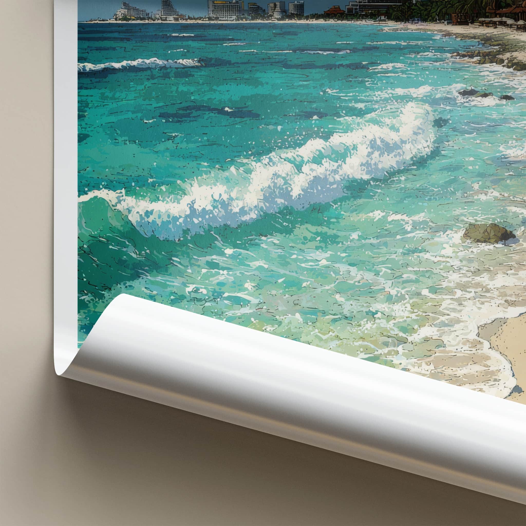 Cancun Poster - Mexico Travel Art - Coastal Resort Beach Home Decor