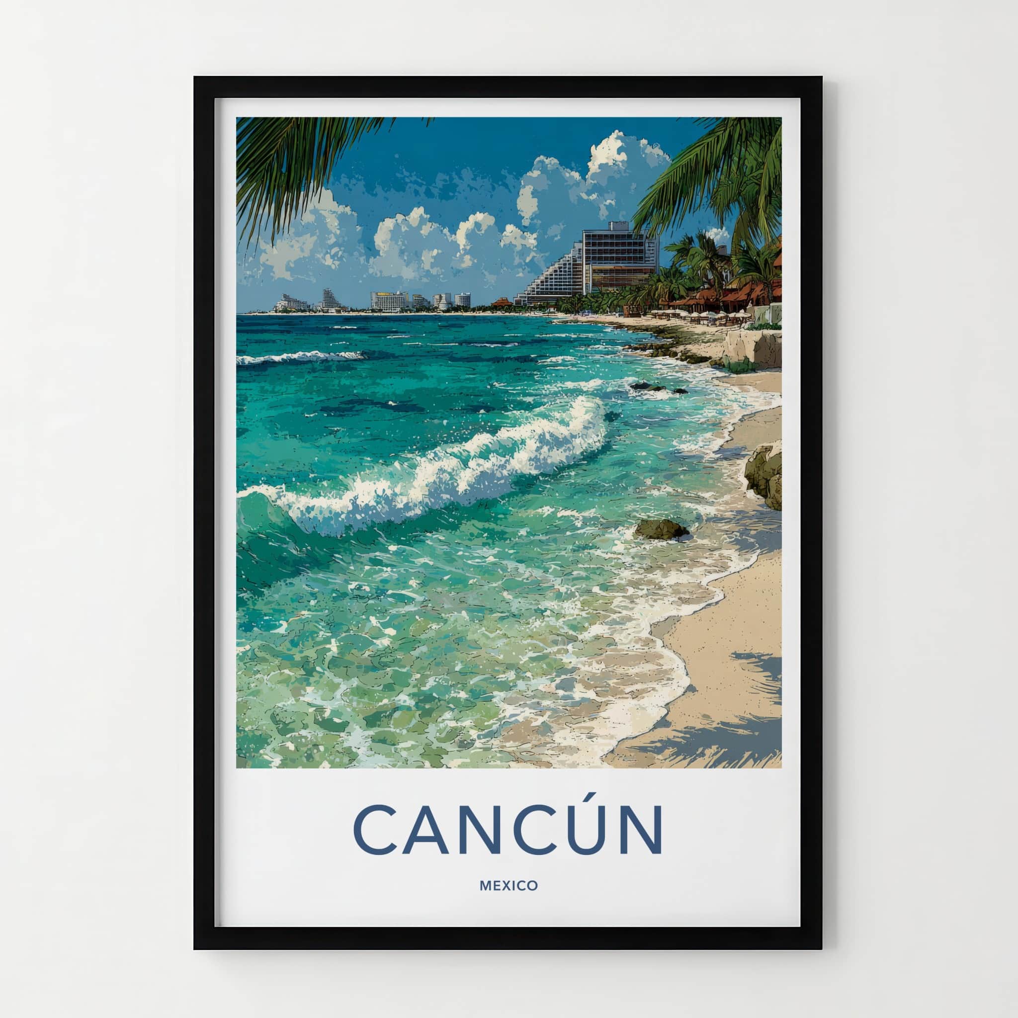 Cancun Poster - Mexico Travel Art - Coastal Resort Beach Home Decor