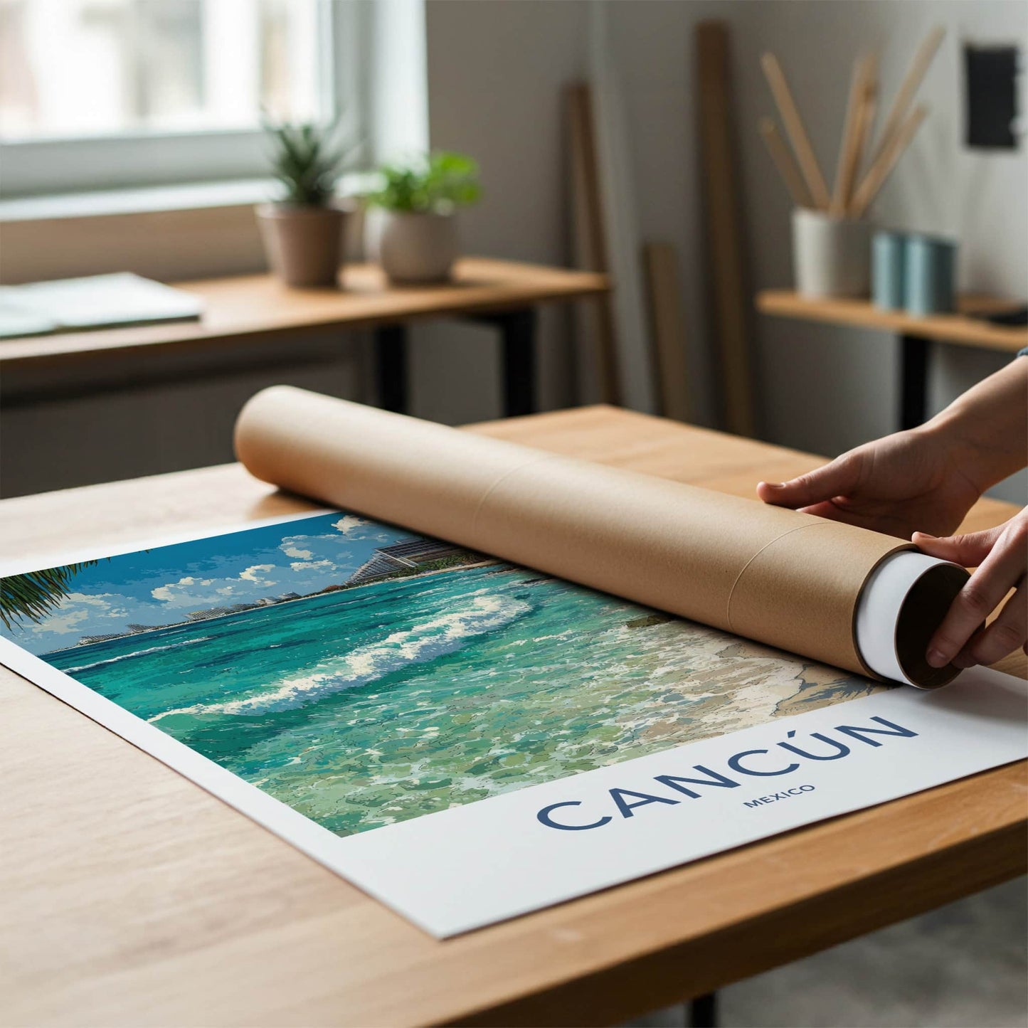 Cancun Poster - Mexico Travel Art - Coastal Resort Beach Home Decor