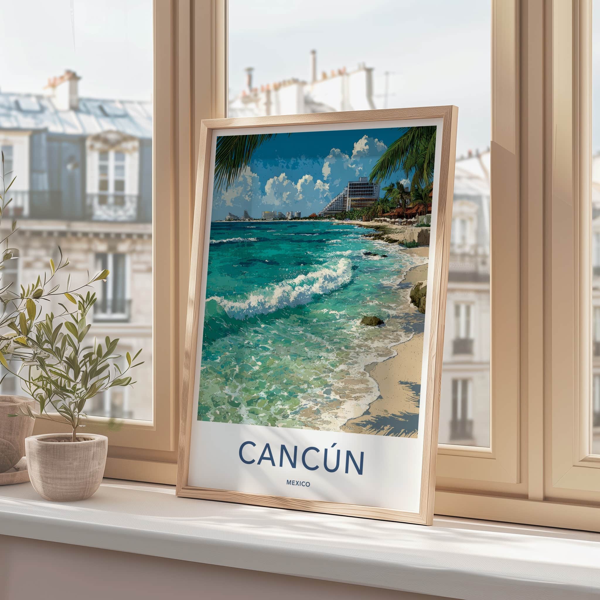 Cancun Poster - Mexico Travel Art - Coastal Resort Beach Home Decor