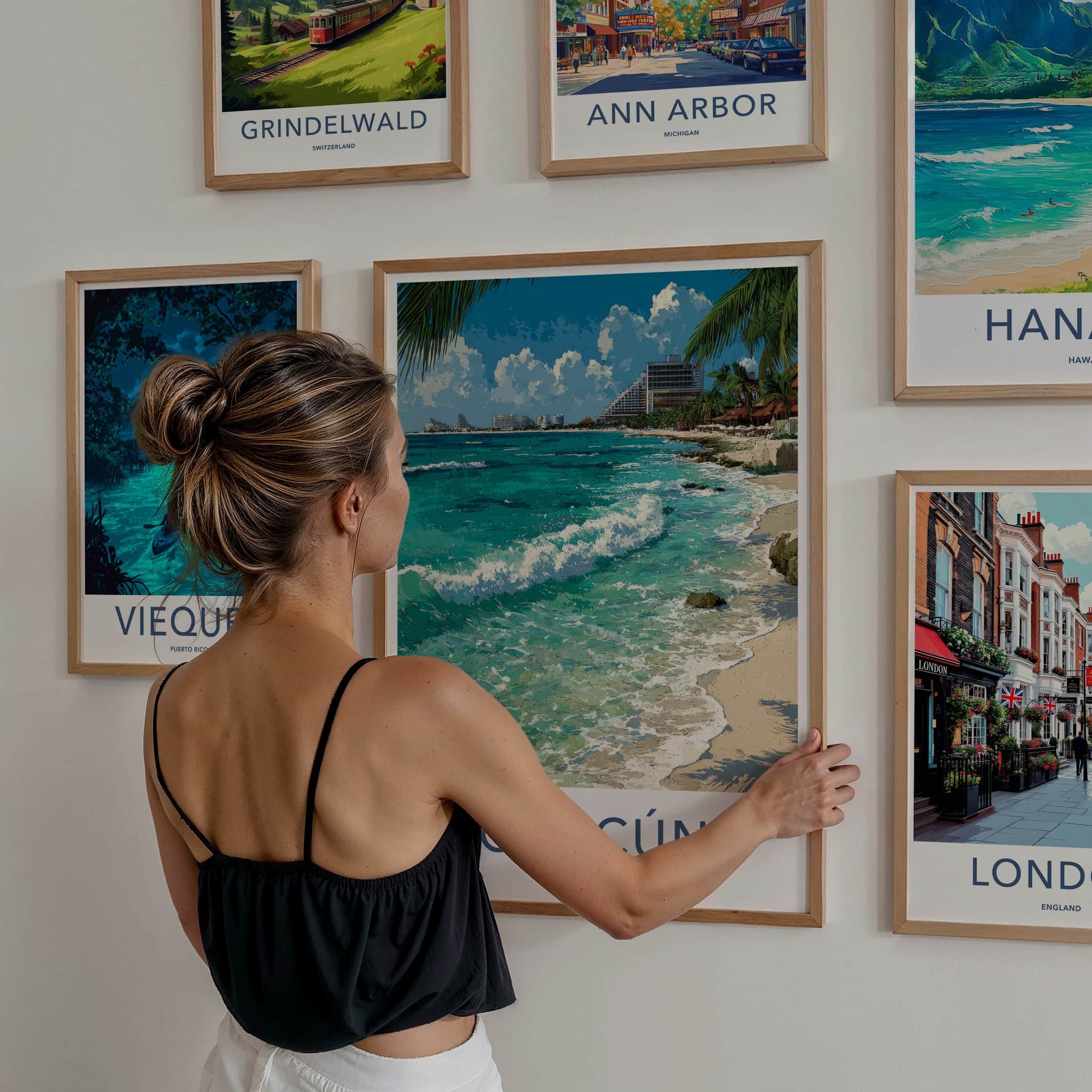 Cancun Poster - Mexico Travel Art - Coastal Resort Beach Home Decor