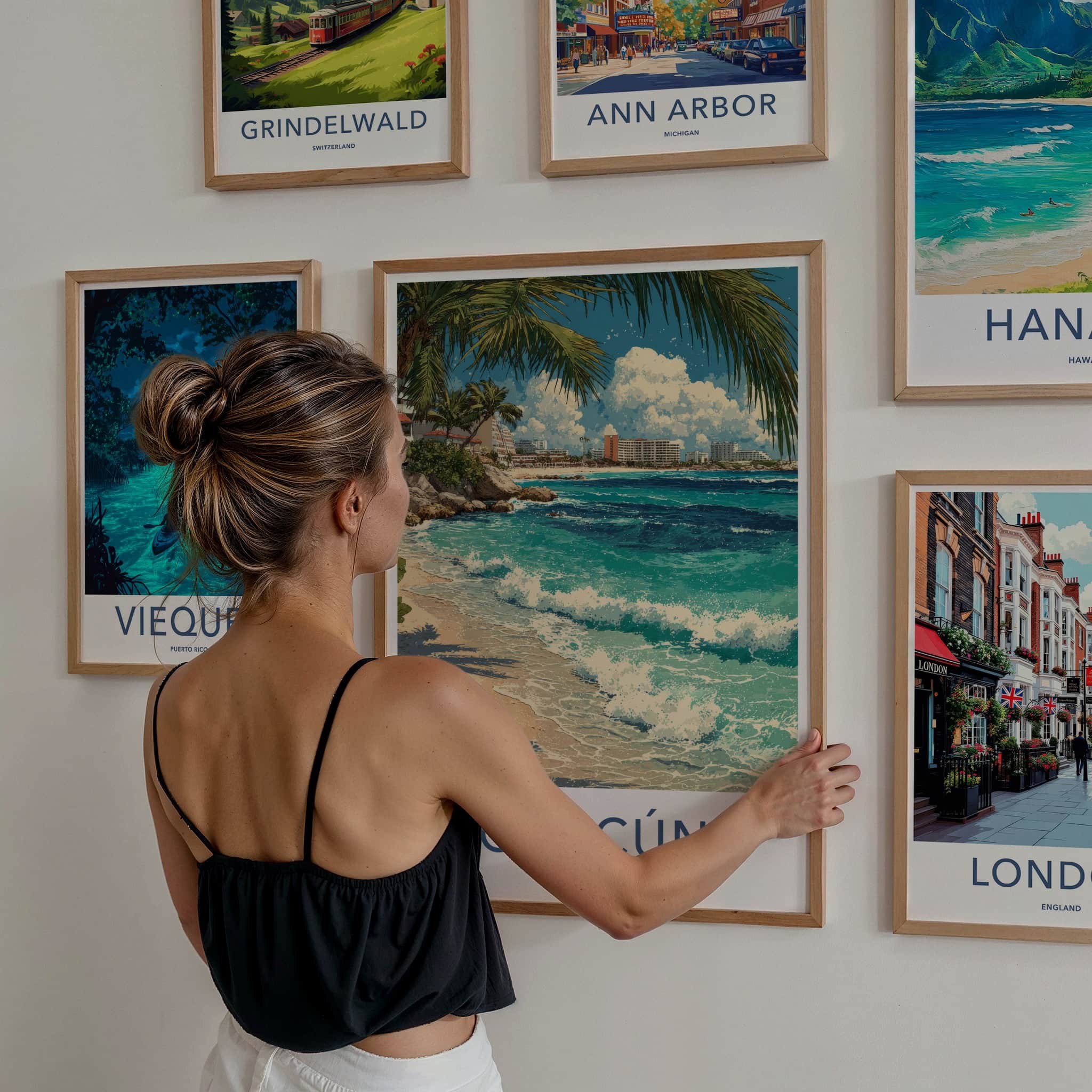 Cancun Poster - Mexico Travel Art - Tropical Beachfront Scene Home Decor