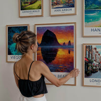 Cannon Beach Poster - Oregon Scenic Art - Impasto Sunset Seascape Wall Decor