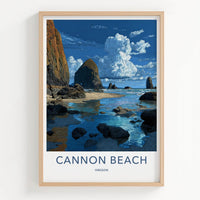 Cannon Beach Poster - Oregon Travel Art - Haystack Rock Beach Home Decor
