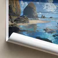 Cannon Beach Poster - Oregon Travel Art - Haystack Rock Beach Home Decor