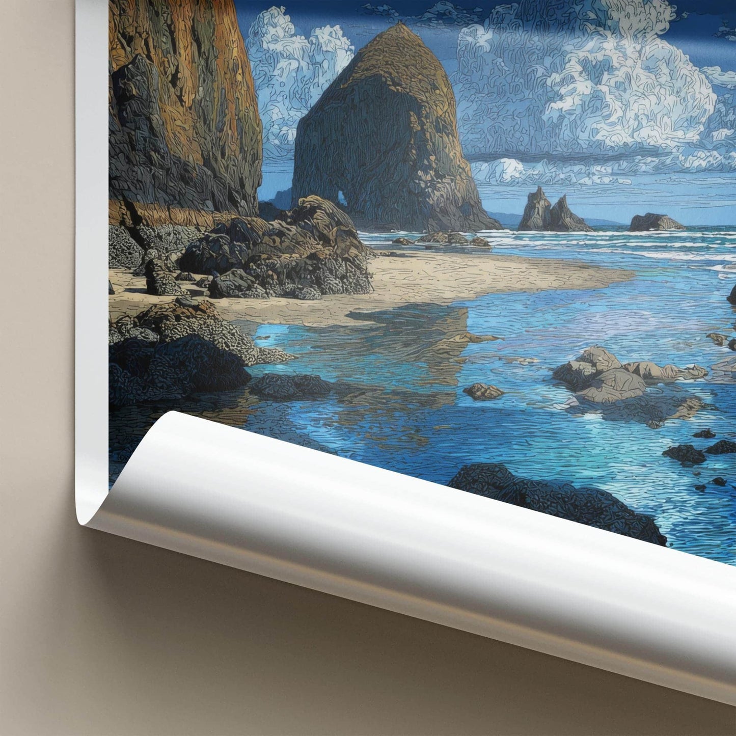 Cannon Beach Poster - Oregon Travel Art - Haystack Rock Beach Home Decor