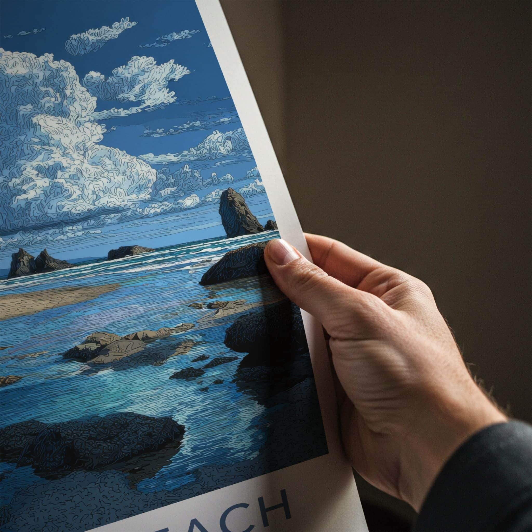 Cannon Beach Poster - Oregon Travel Art - Haystack Rock Beach Home Decor