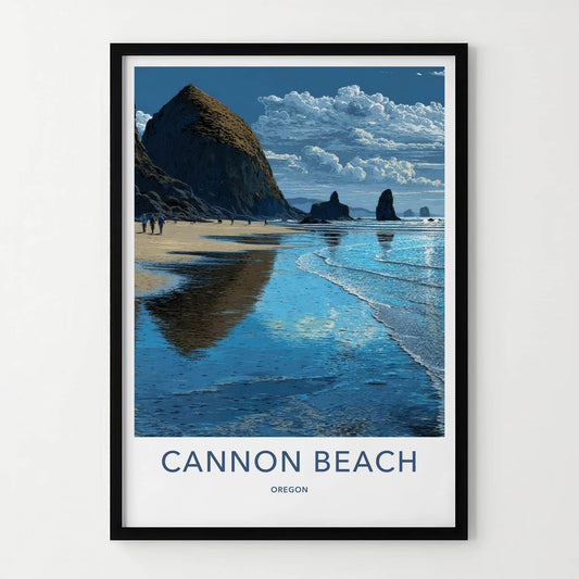 Cannon Beach Poster - Oregon Travel Art - Haystack Rock Beach Wall Decor