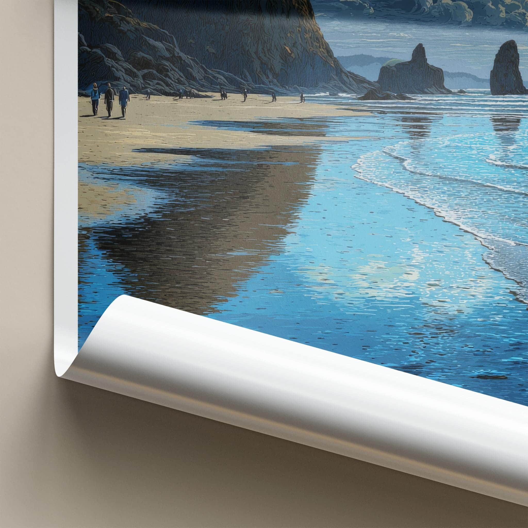 Cannon Beach Poster - Oregon Travel Art - Haystack Rock Beach Wall Decor