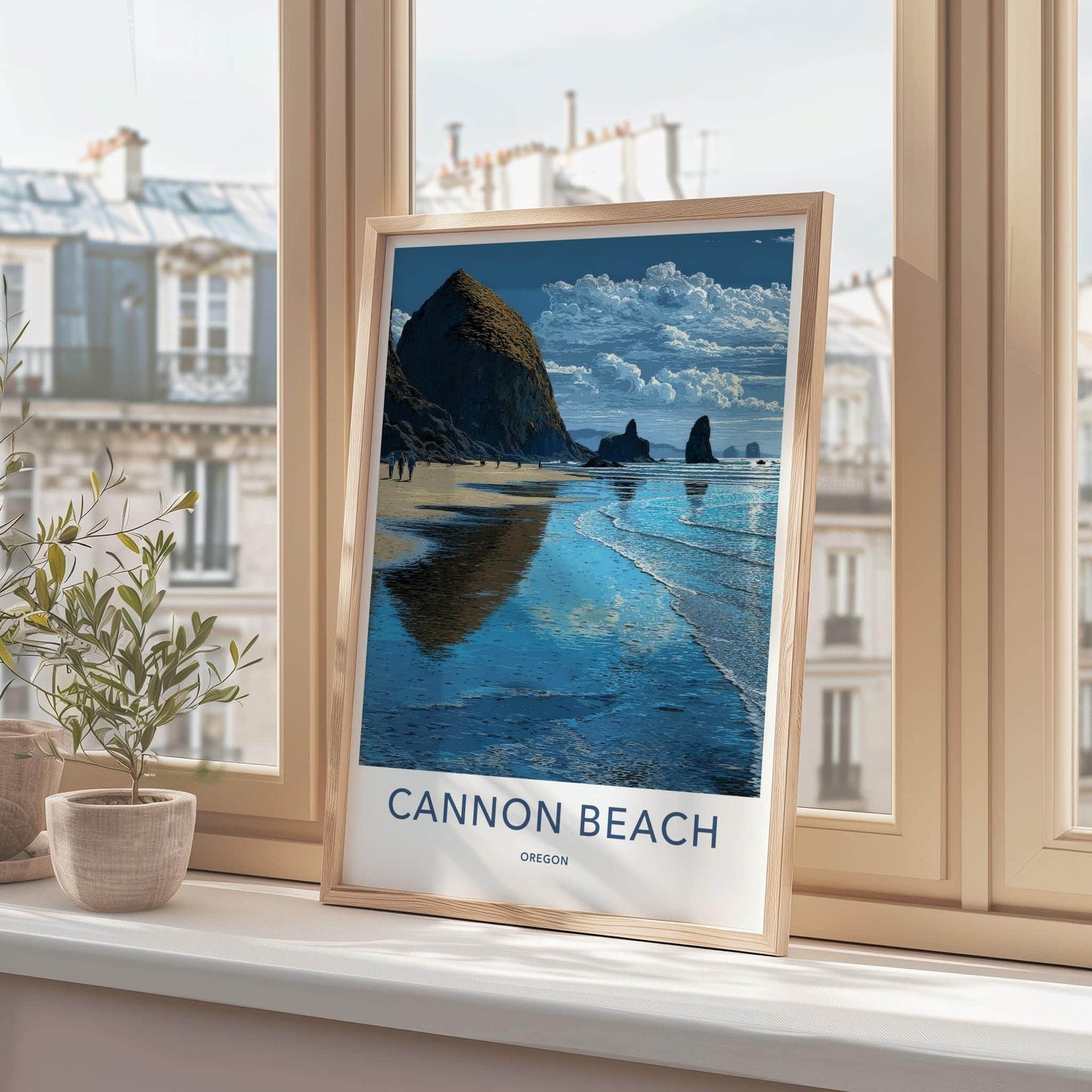 Cannon Beach Poster - Oregon Travel Art - Haystack Rock Beach Wall Decor