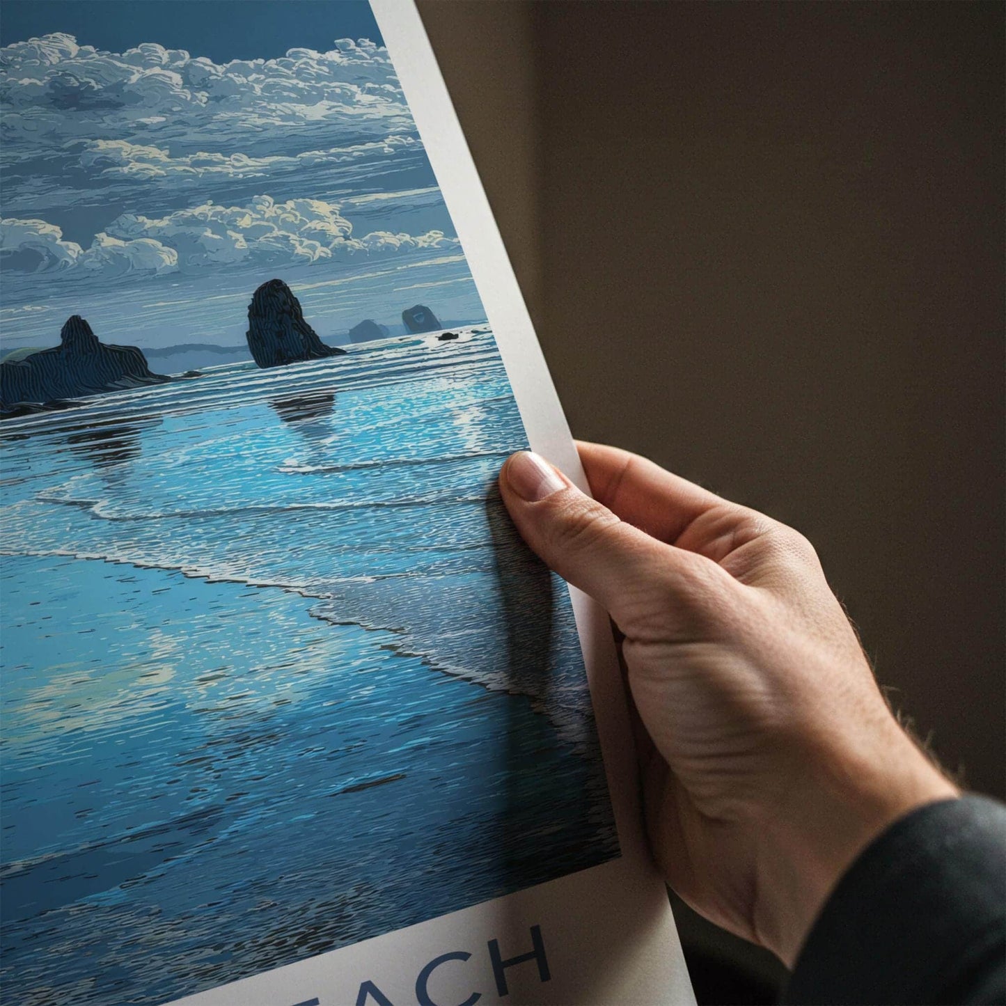 Cannon Beach Poster - Oregon Travel Art - Haystack Rock Beach Wall Decor