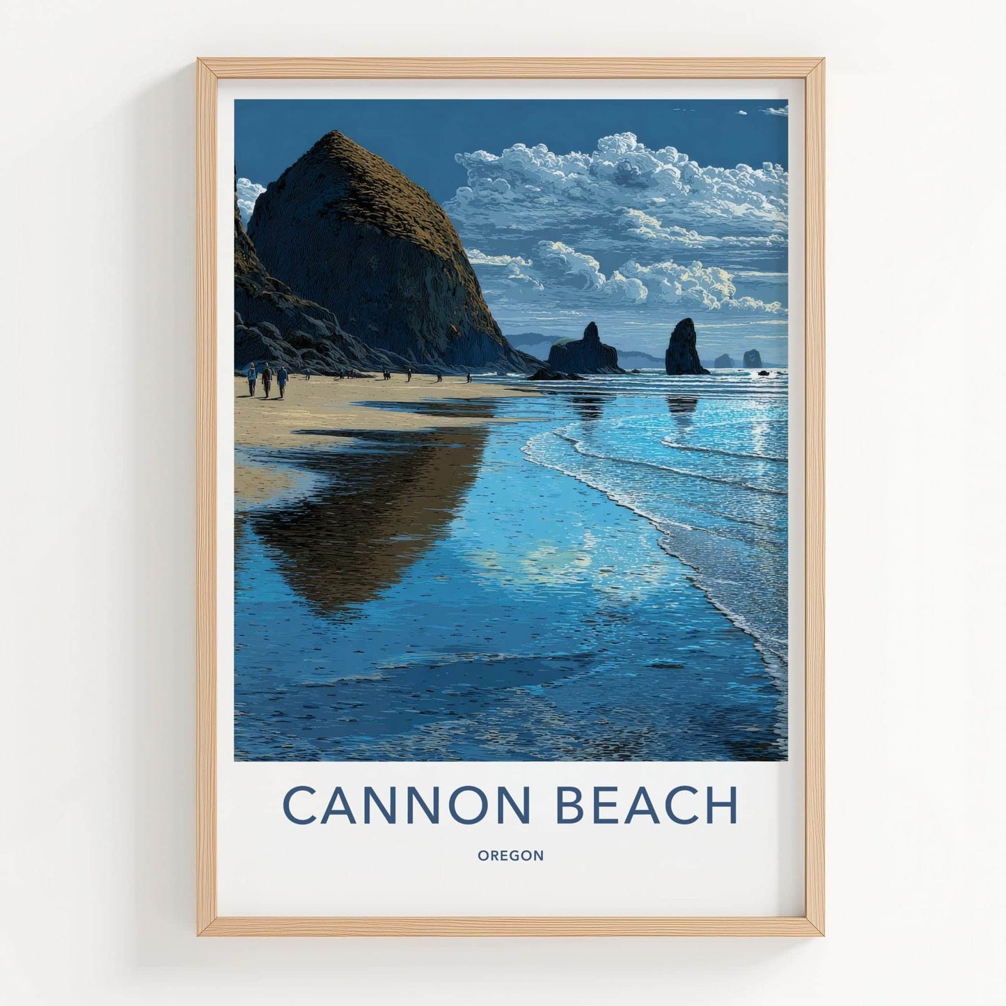 Cannon Beach Poster - Oregon Travel Art - Haystack Rock Beach Wall Decor
