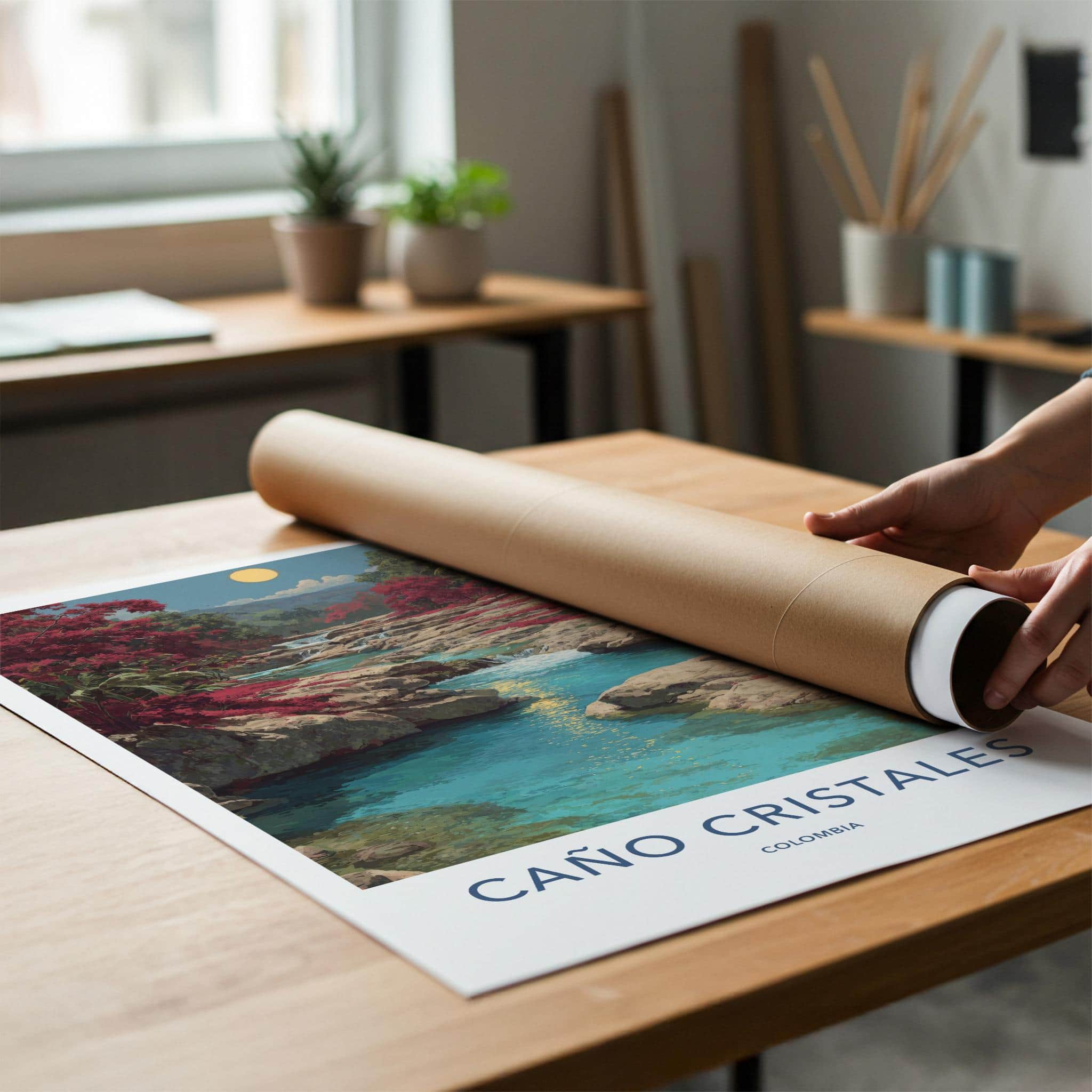 Cano Cristales Poster - Colombia Scenic Art - Vibrant river cascades Wall Decor
