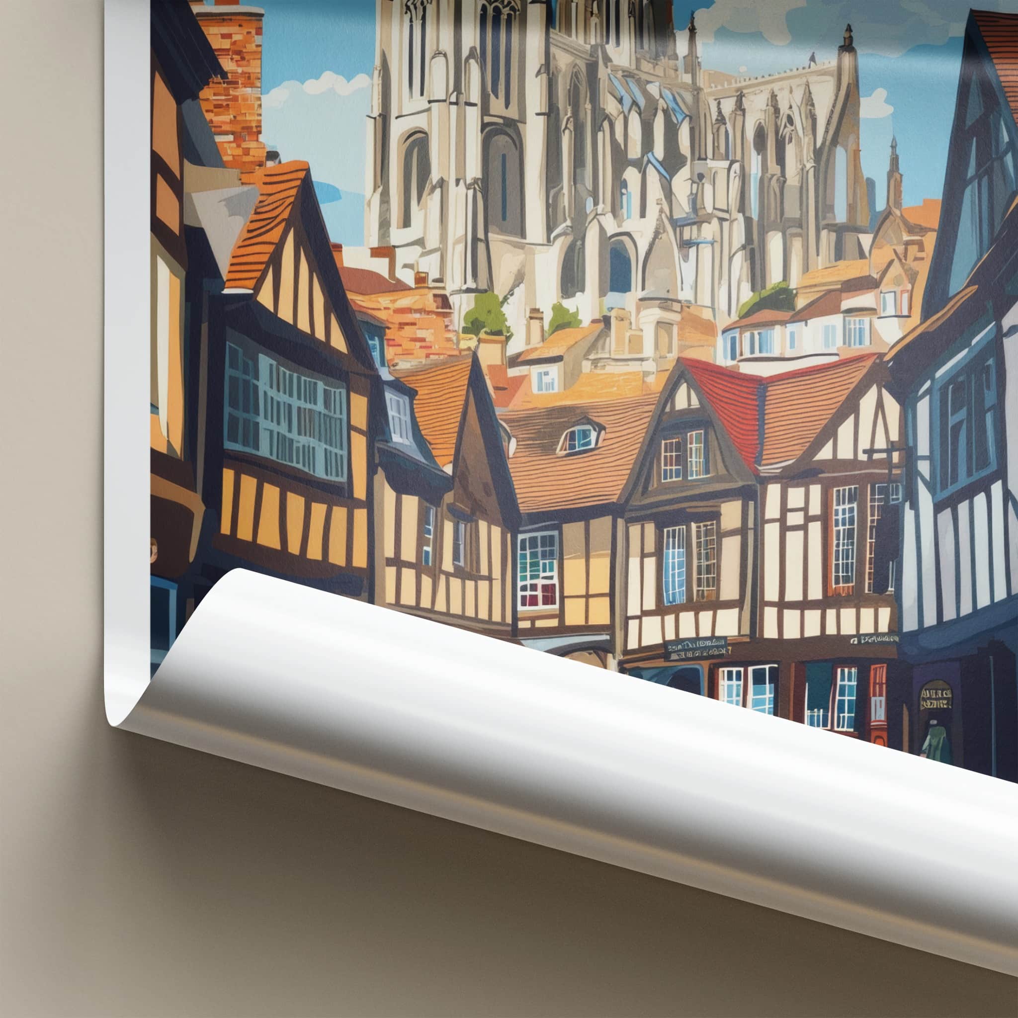 Canterbury Poster - England Travel Art - Historic Cathedral Alley Home Decor