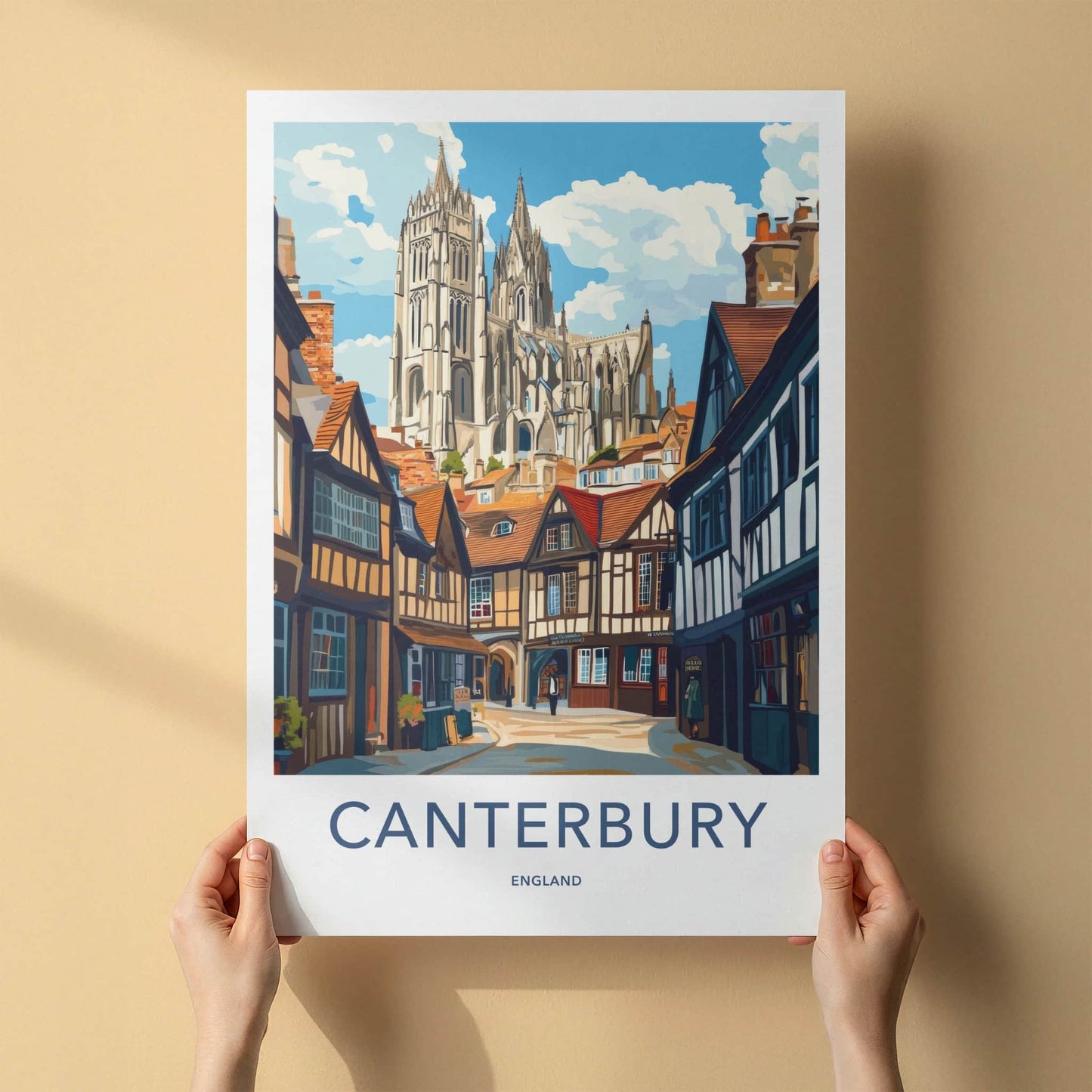 Canterbury Poster - England Travel Art - Historic Cathedral Alley Home Decor