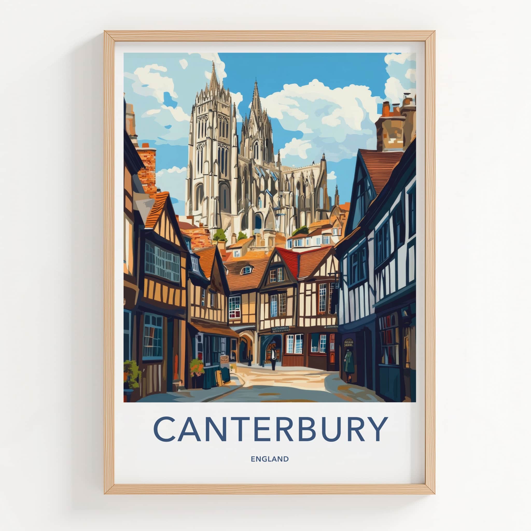 Canterbury Poster - England Travel Art - Historic Cathedral Alley Home Decor
