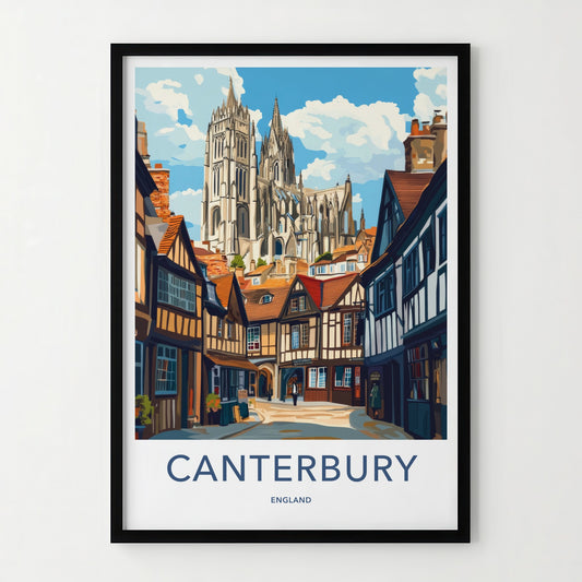 Canterbury Poster - England Travel Art - Historic Cathedral Alley Home Decor