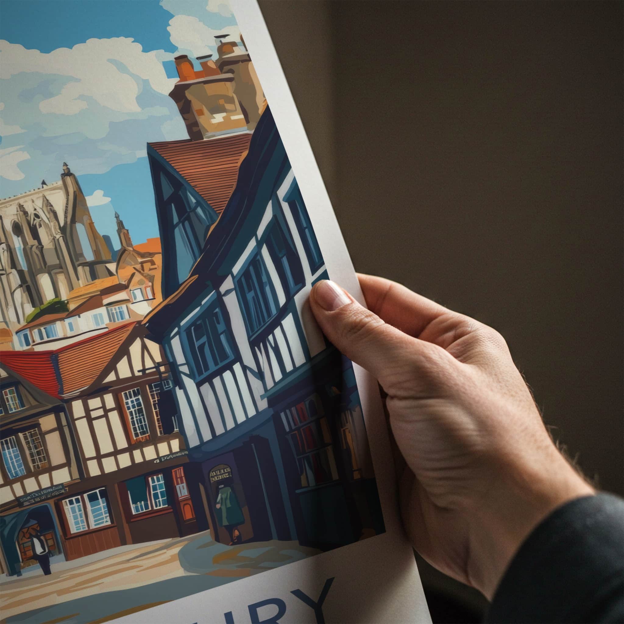 Canterbury Poster - England Travel Art - Historic Cathedral Alley Home Decor