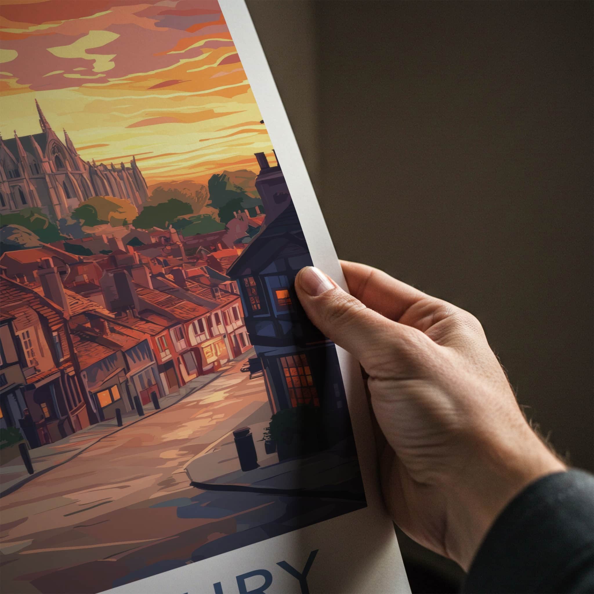 Canterbury Poster - England Travel Art - Historic City Sunset Home Decor