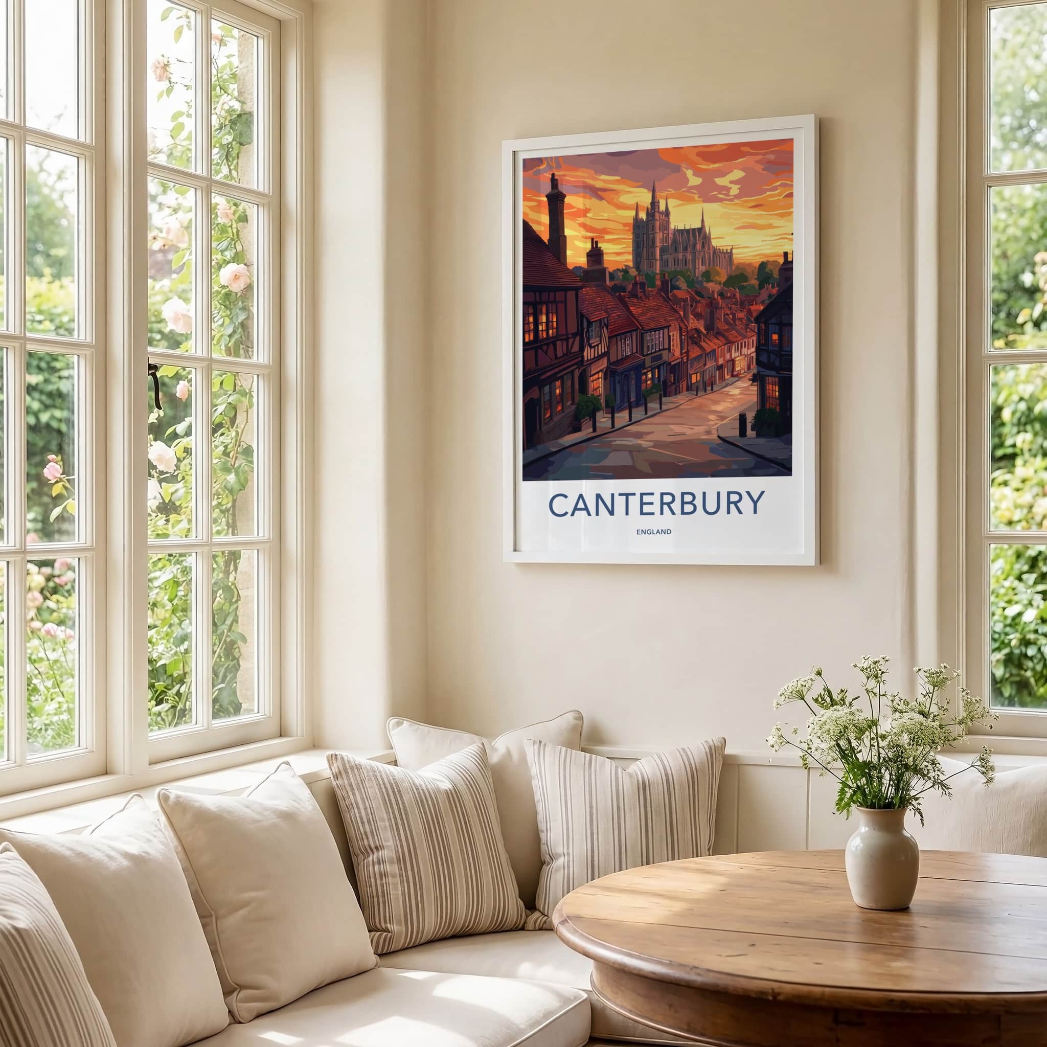 Canterbury Poster - England Travel Art - Historic City Sunset Home Decor