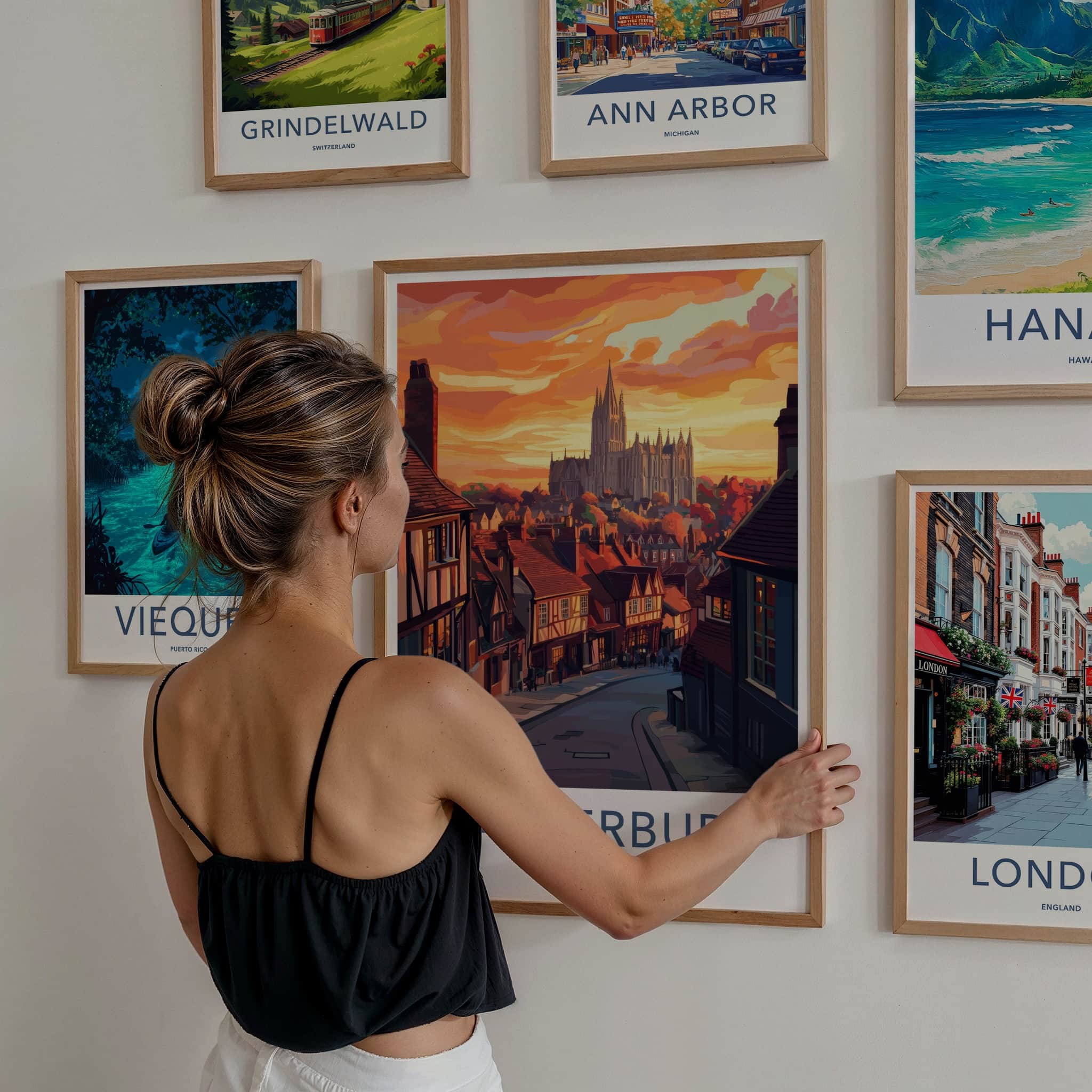 Canterbury Poster - England Wall Art - Historic City Sunset Home Decor