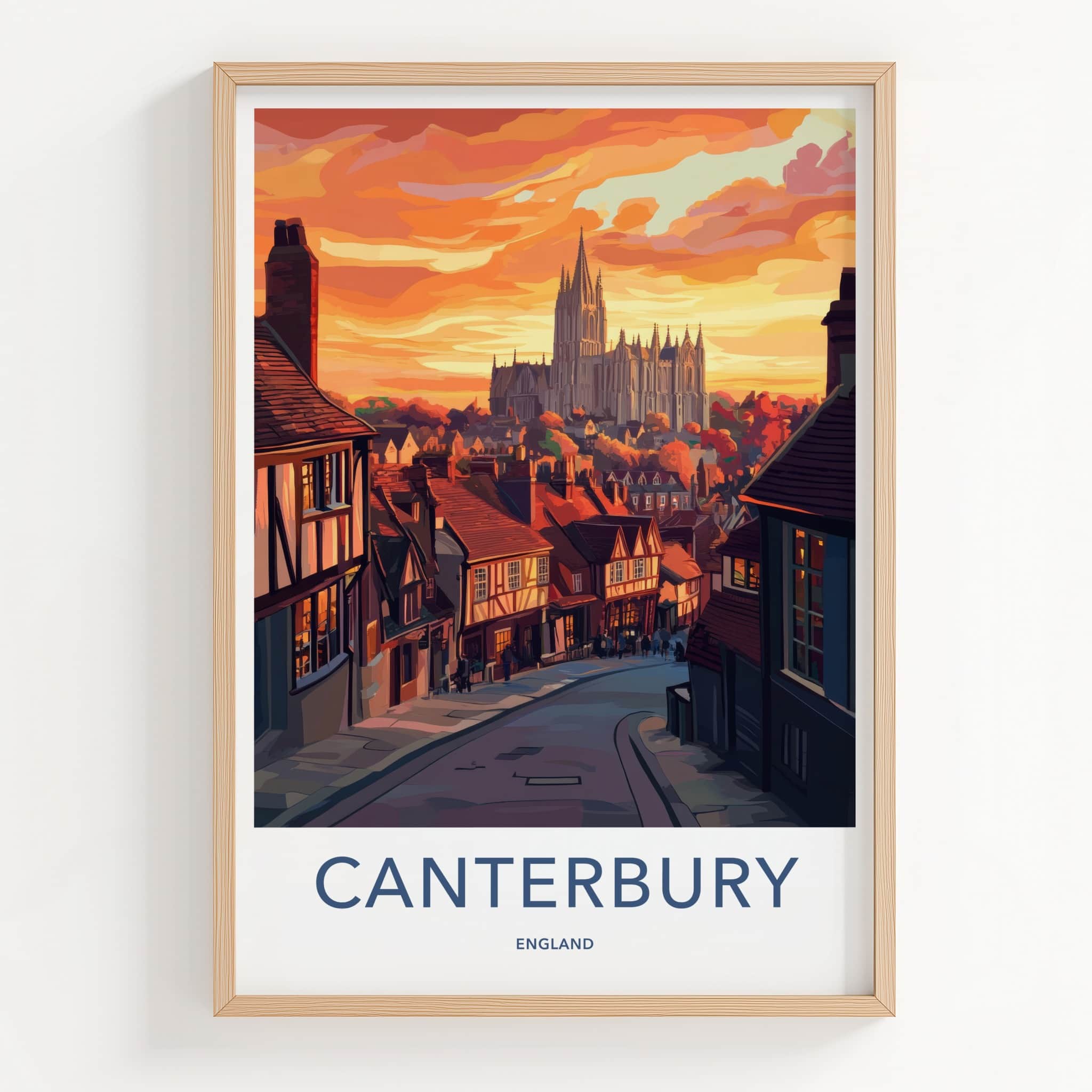 Canterbury Poster - England Wall Art - Historic City Sunset Home Decor