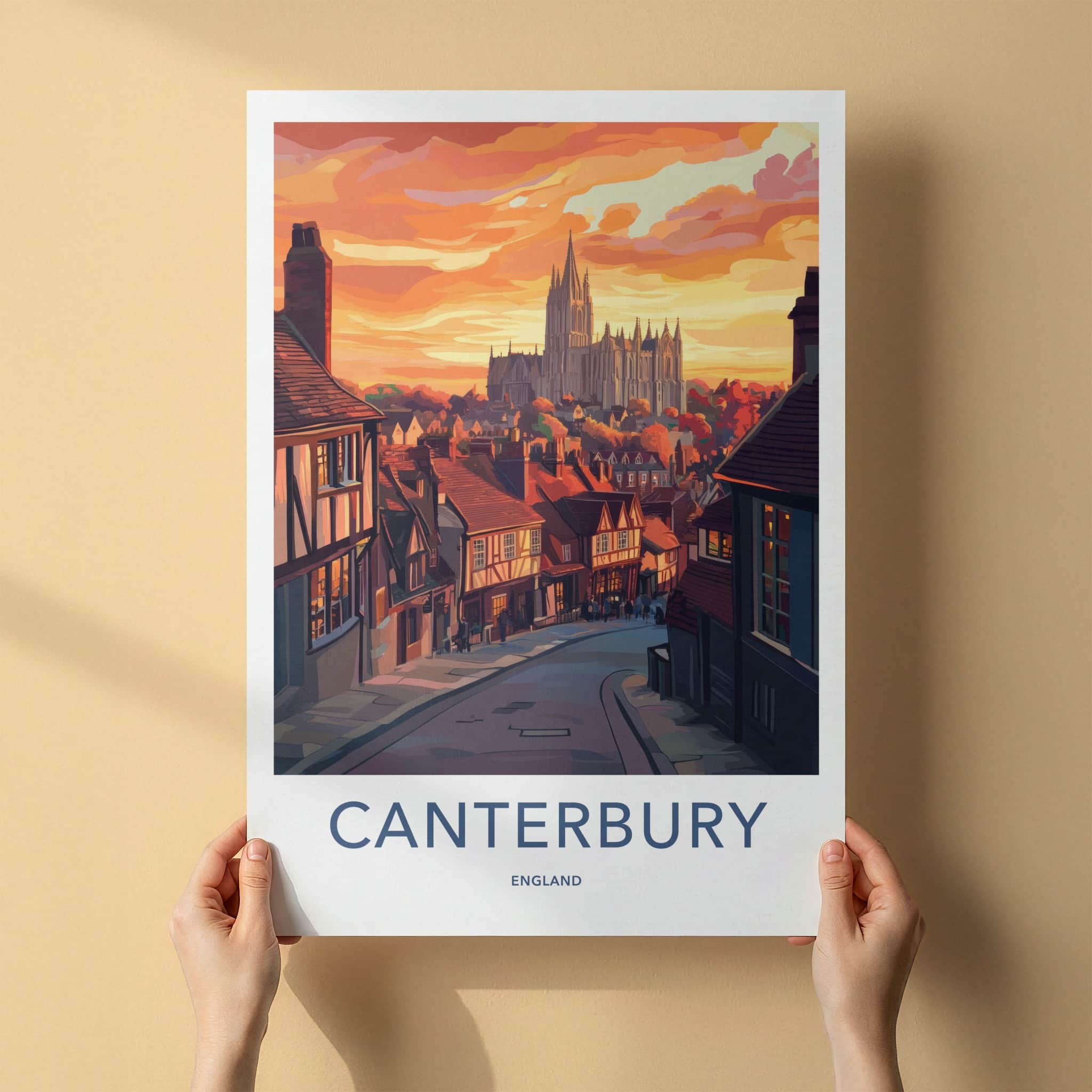 Canterbury Poster - England Wall Art - Historic City Sunset Home Decor