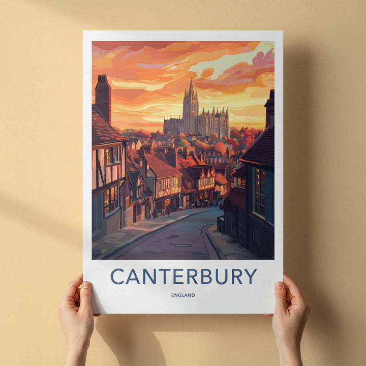 Canterbury Poster - England Wall Art - Historic City Sunset Home Decor