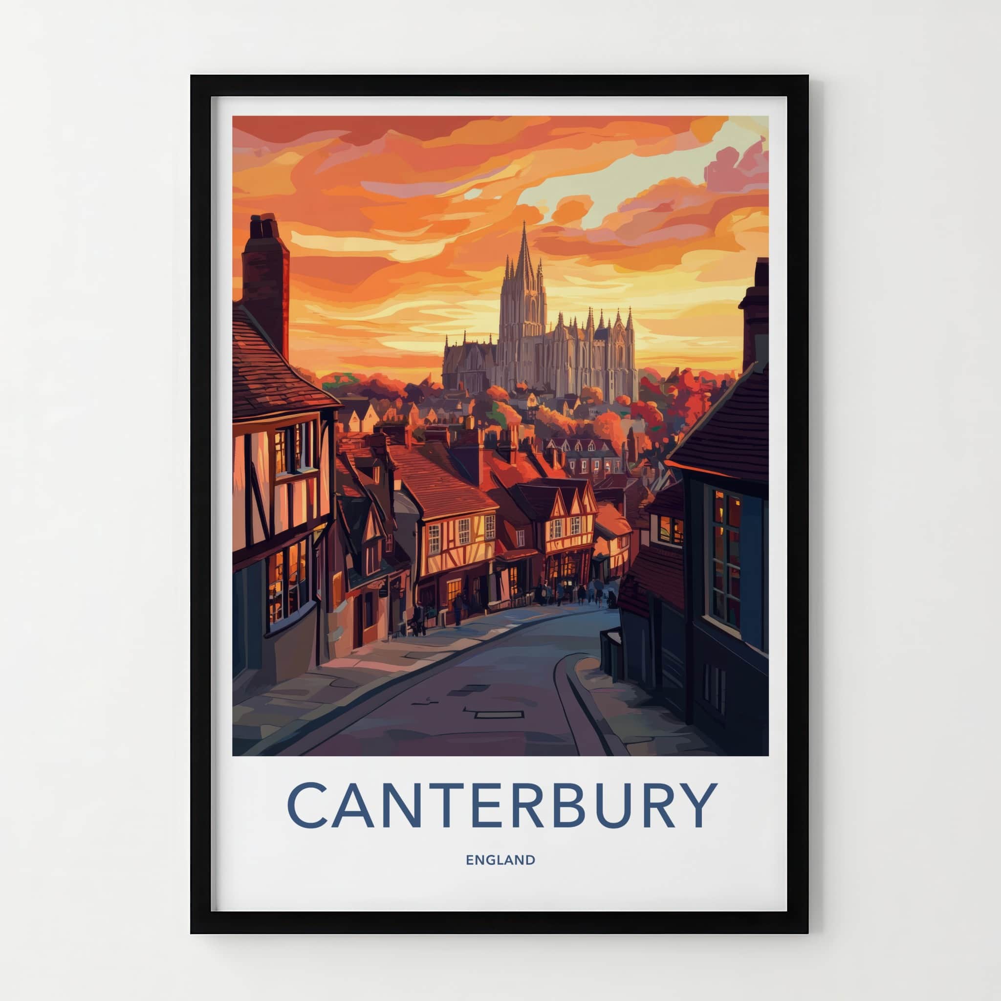 Canterbury Poster - England Wall Art - Historic City Sunset Home Decor