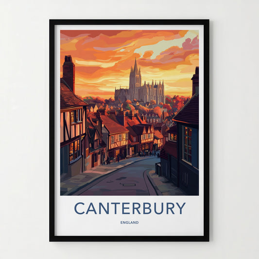 Canterbury Poster - England Wall Art - Historic City Sunset Home Decor