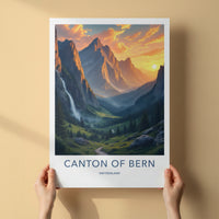 Canton Of Bern Poster - Switzerland Art Print - Alpine Waterfall Valley Home Decor