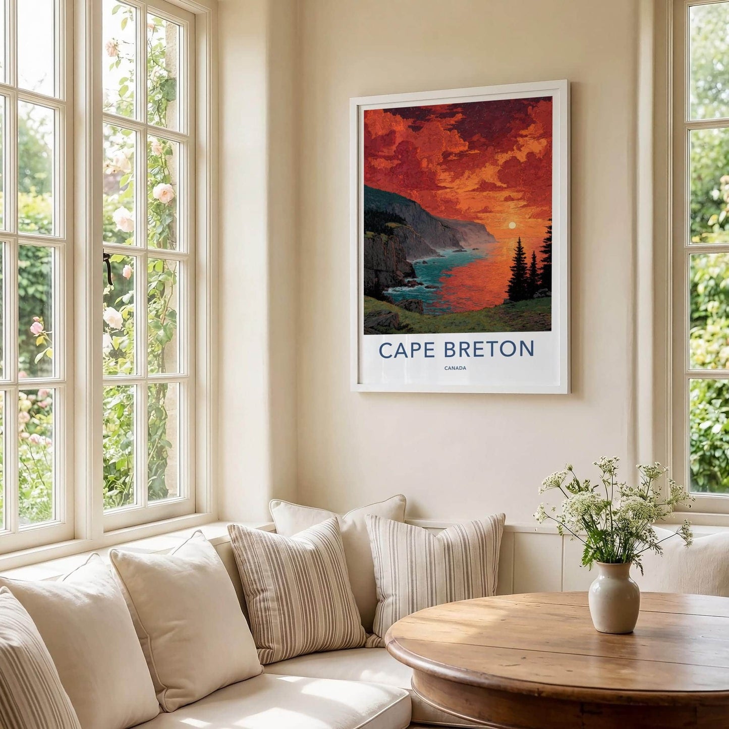 Cape Breton Poster - Canada Travel Art - Dramatic Sunset Cliffs Home Decor