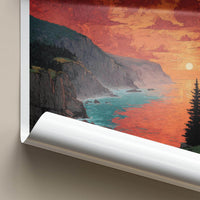 Cape Breton Poster - Canada Travel Art - Dramatic Sunset Cliffs Home Decor