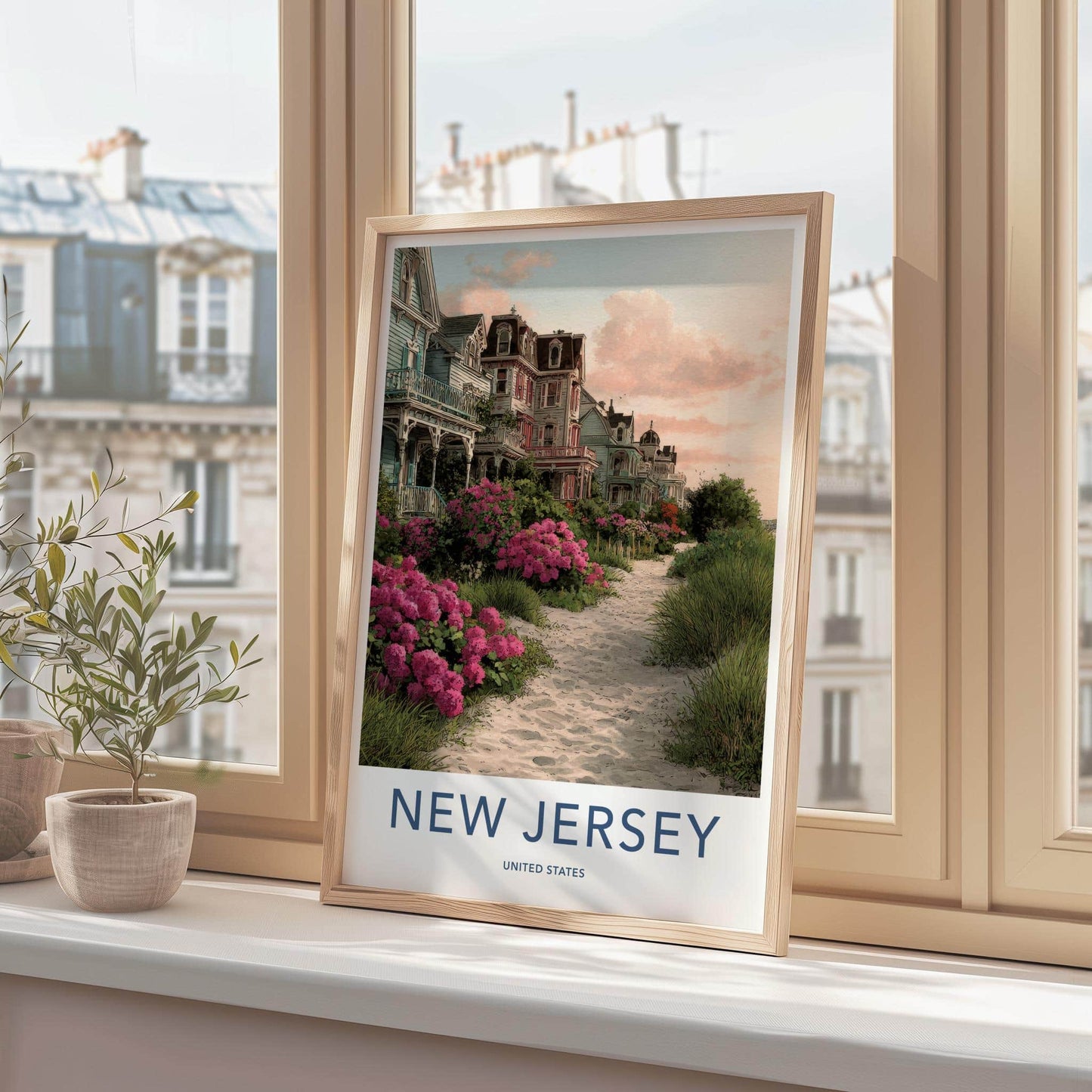 Cape May Poster - New Jersey Travel Print - Victorian Houses Path Wall Decor