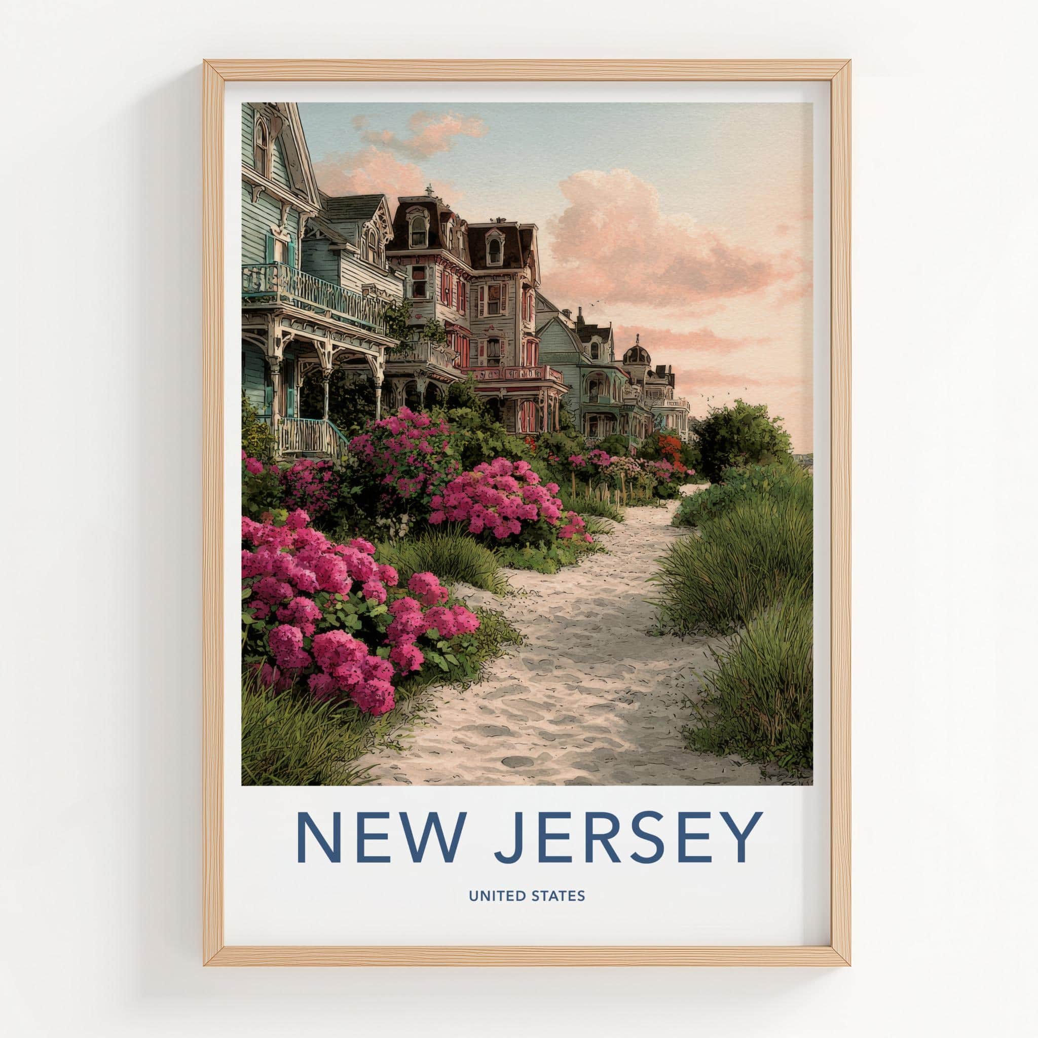 Cape May Poster - New Jersey Travel Print - Victorian Houses Path Wall Decor