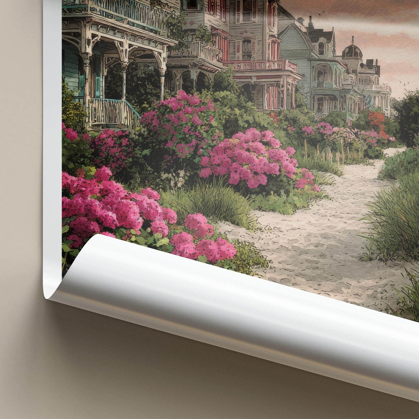 Cape May Poster - New Jersey Travel Print - Victorian Houses Path Wall Decor