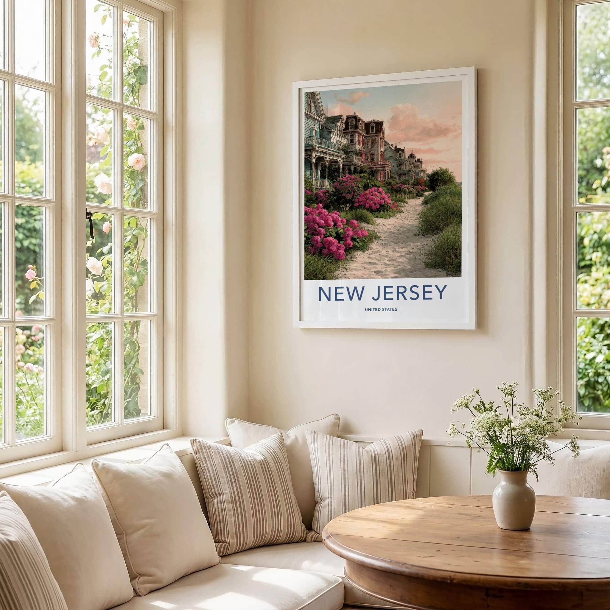 Cape May Poster - New Jersey Travel Print - Victorian Houses Path Wall Decor