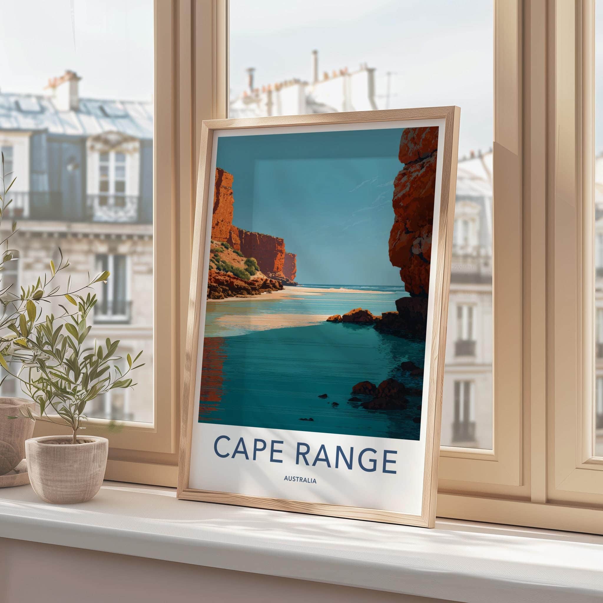 Cape Range Poster - Australia Travel Art - Striking Coastal Cliffs Wall Decor