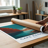 Cape Range Poster - Australia Travel Print - Canyon Bay Azure Room Decor