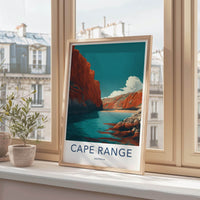 Cape Range Poster - Australia Travel Print - Canyon Bay Azure Room Decor