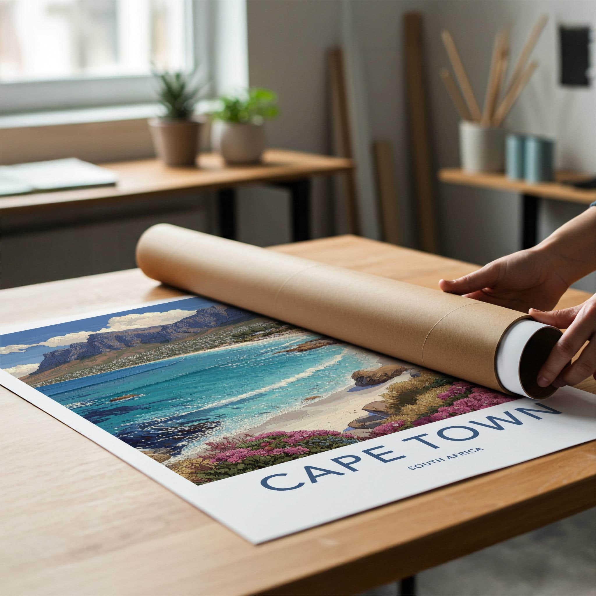 Cape Town Poster - South Africa Scenic Art - Coastal Mountain Panorama Gallery Art
