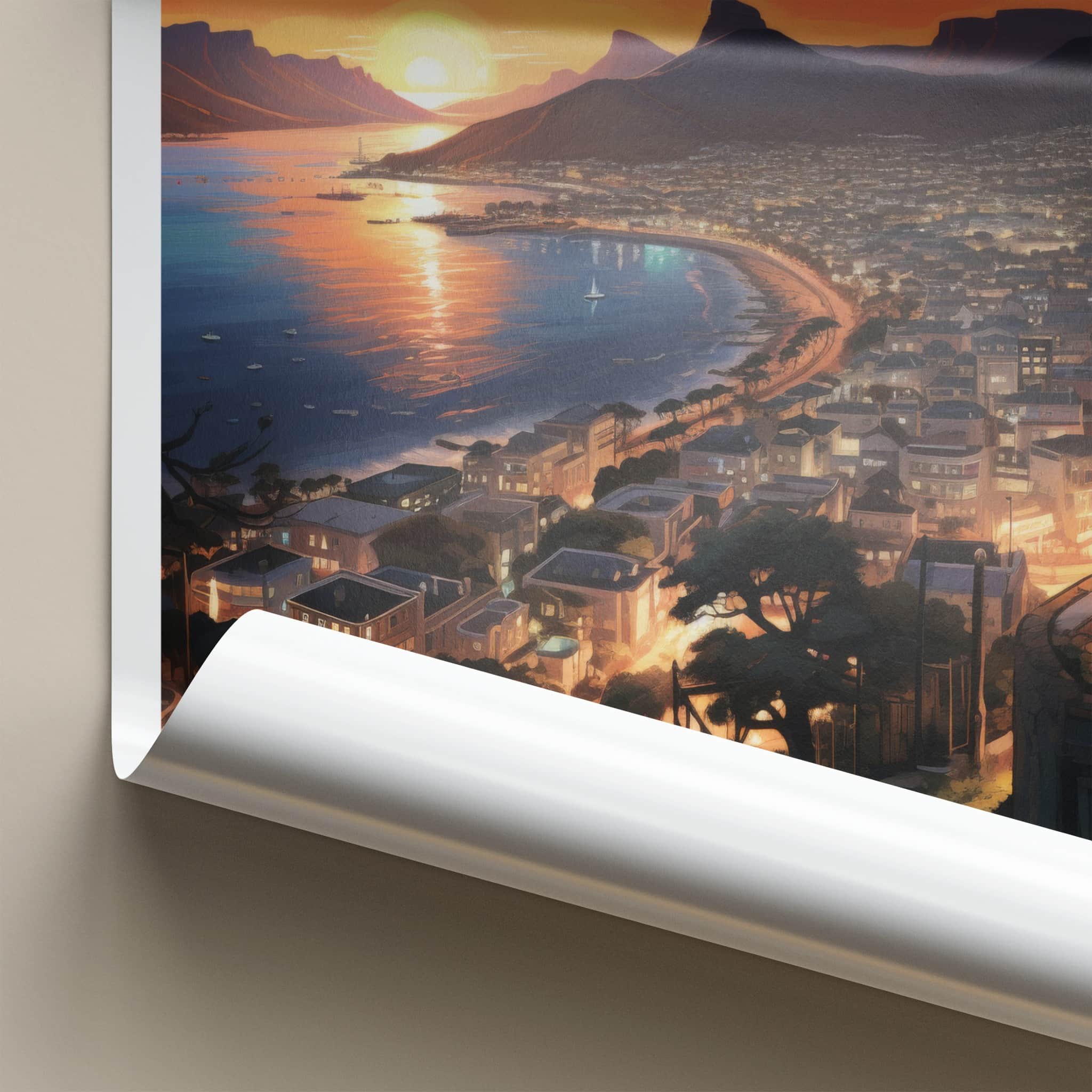 Cape Town Poster - South Africa Travel Art - Coastal City Sunset Home Decor