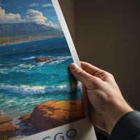 Cape Town Poster - South Africa Travel Art - Coastal Mountain Scene Home Decor