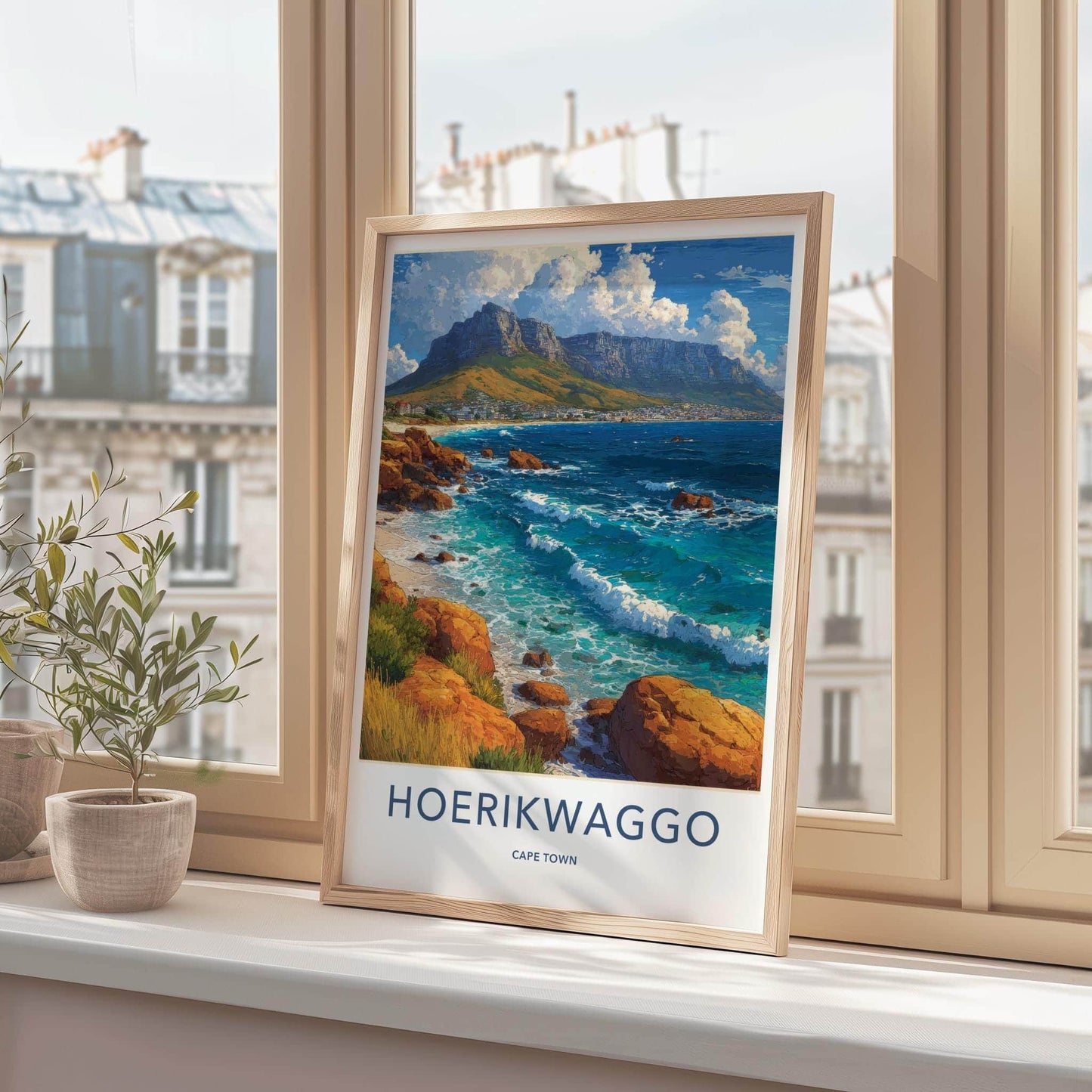 Cape Town Poster - South Africa Travel Art - Coastal Mountain Scene Home Decor