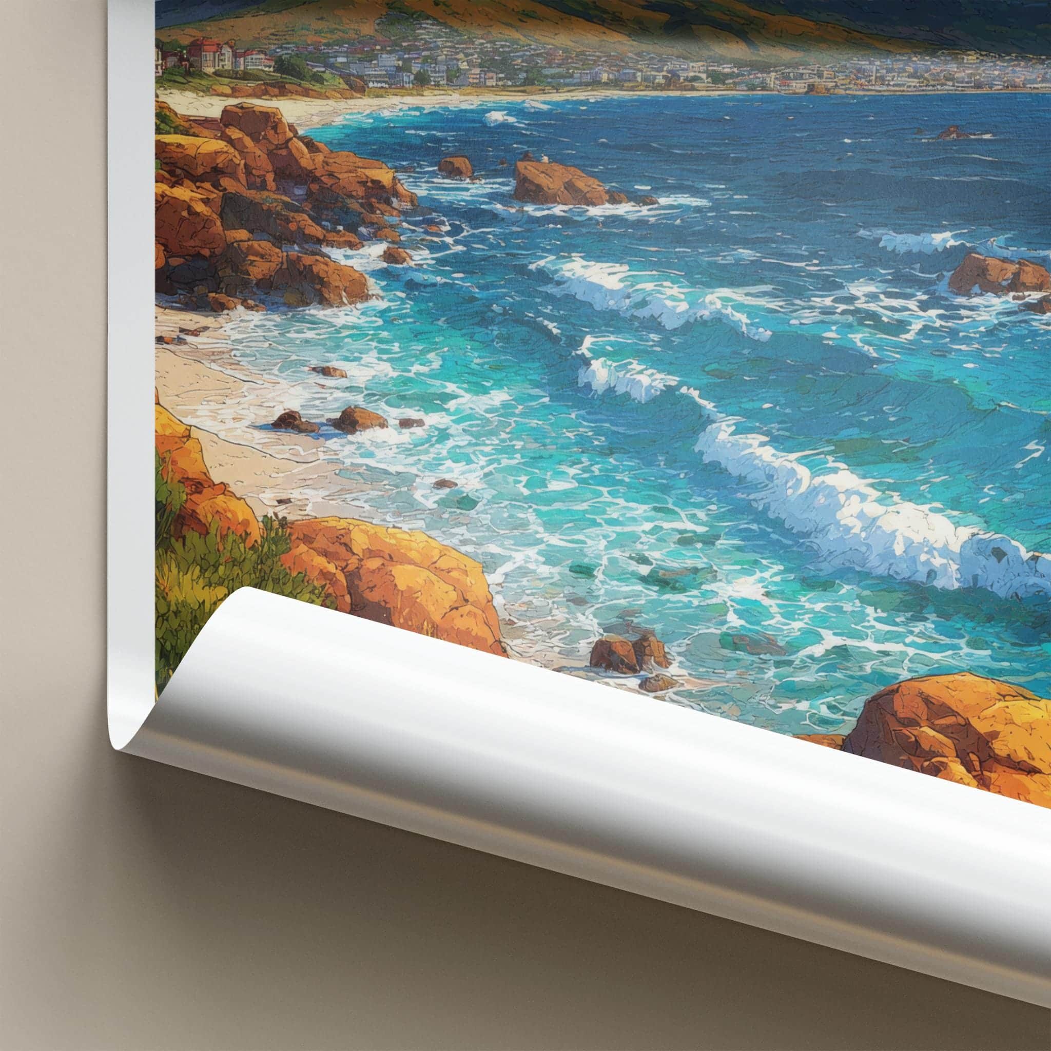 Cape Town Poster - South Africa Travel Art - Coastal Mountain Scene Home Decor