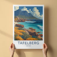 Cape Town Poster - South Africa Travel Art - Mountain Ocean Beach Home Decor